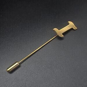 Gold Tone Letter I Stick Pin Hat Pin Initial Monogram Vintage Classic Timeless
